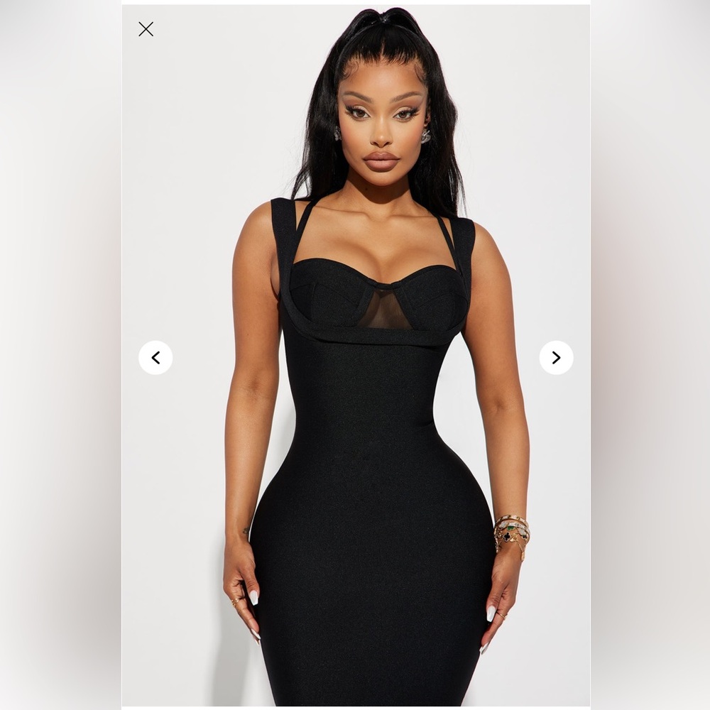 Fashion Nova Black Tulle Bandage Gown - Picture 2 of 6